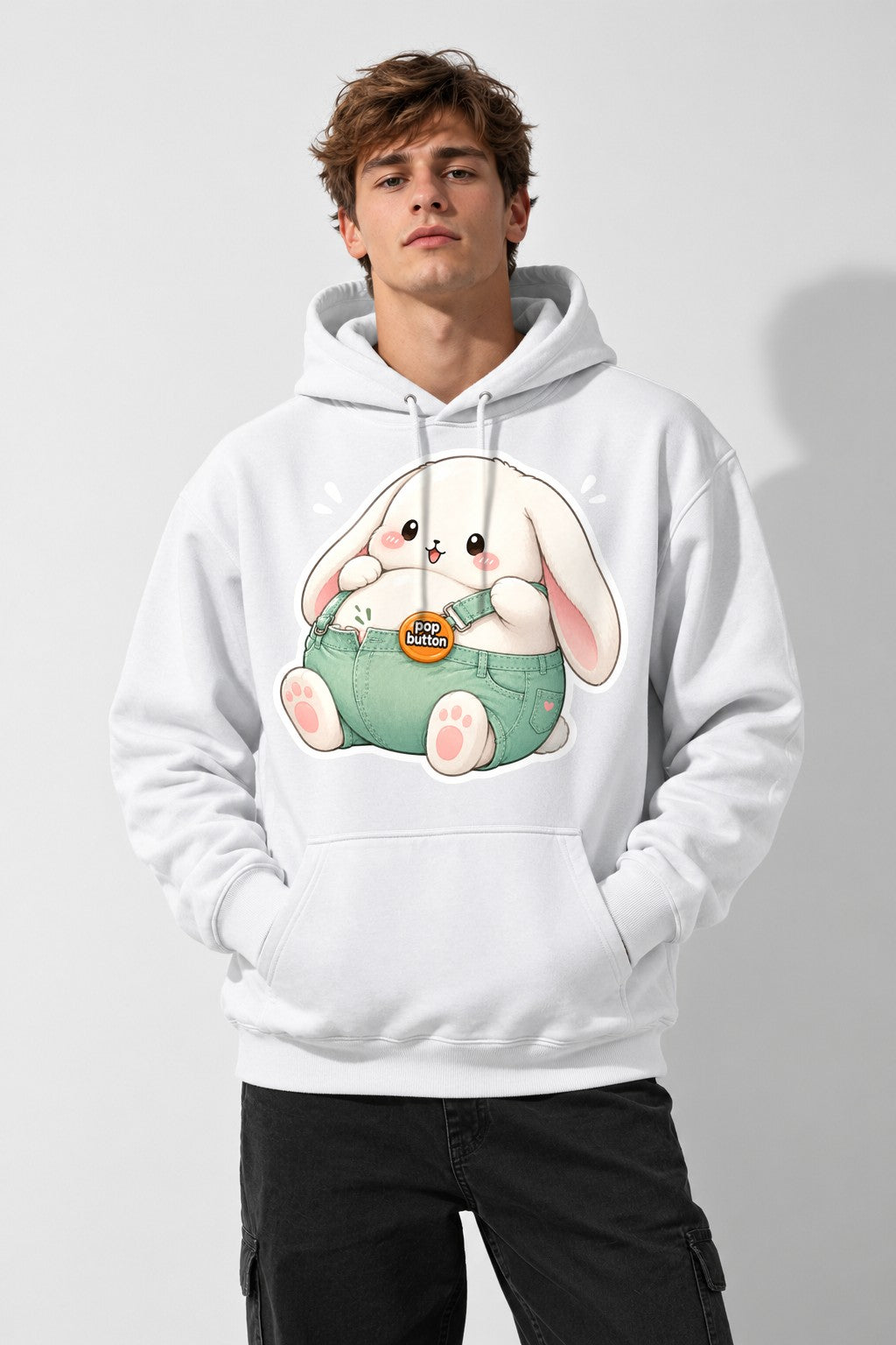 Chubby Bunny Button - White