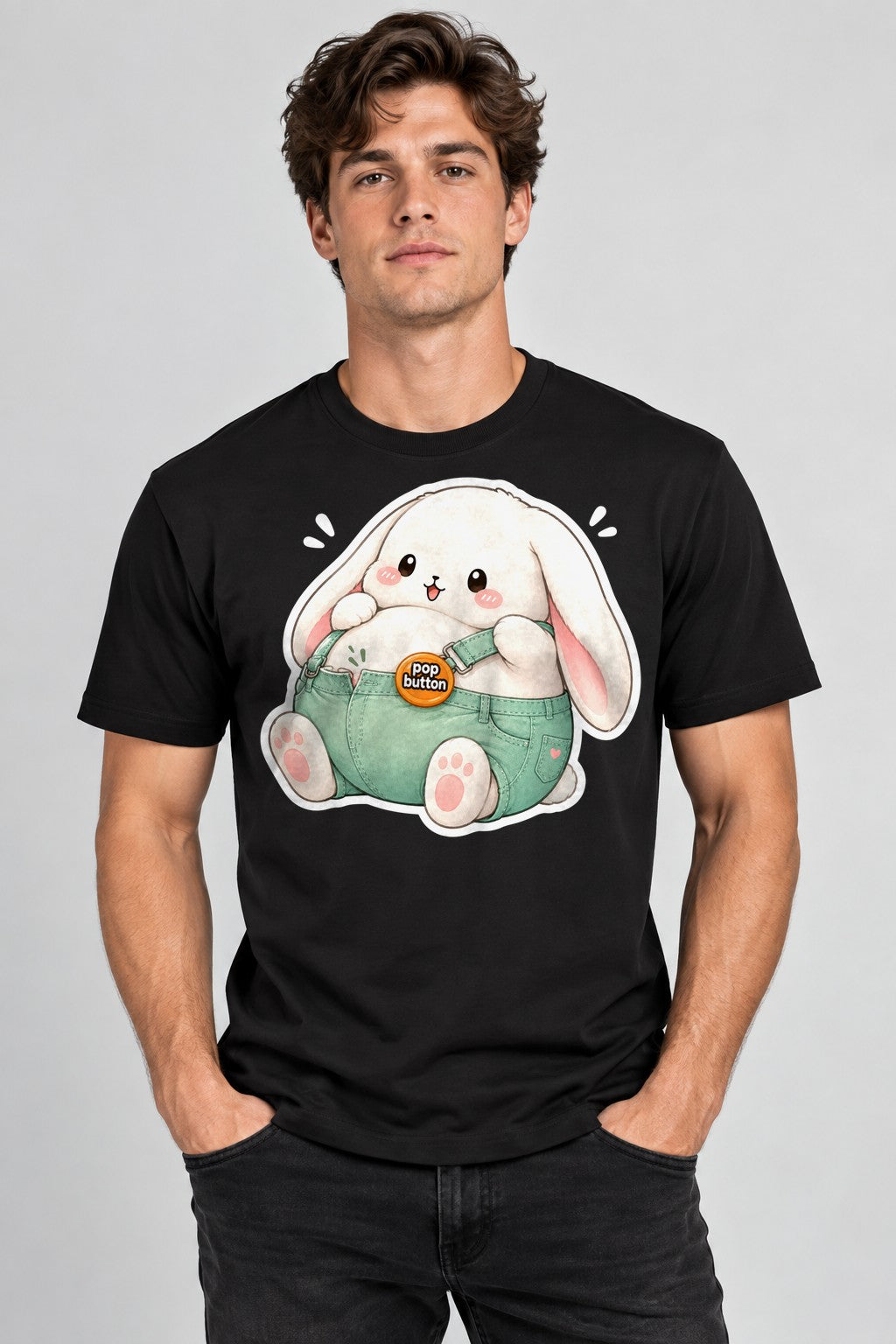 Chubby Bunny Button - Black