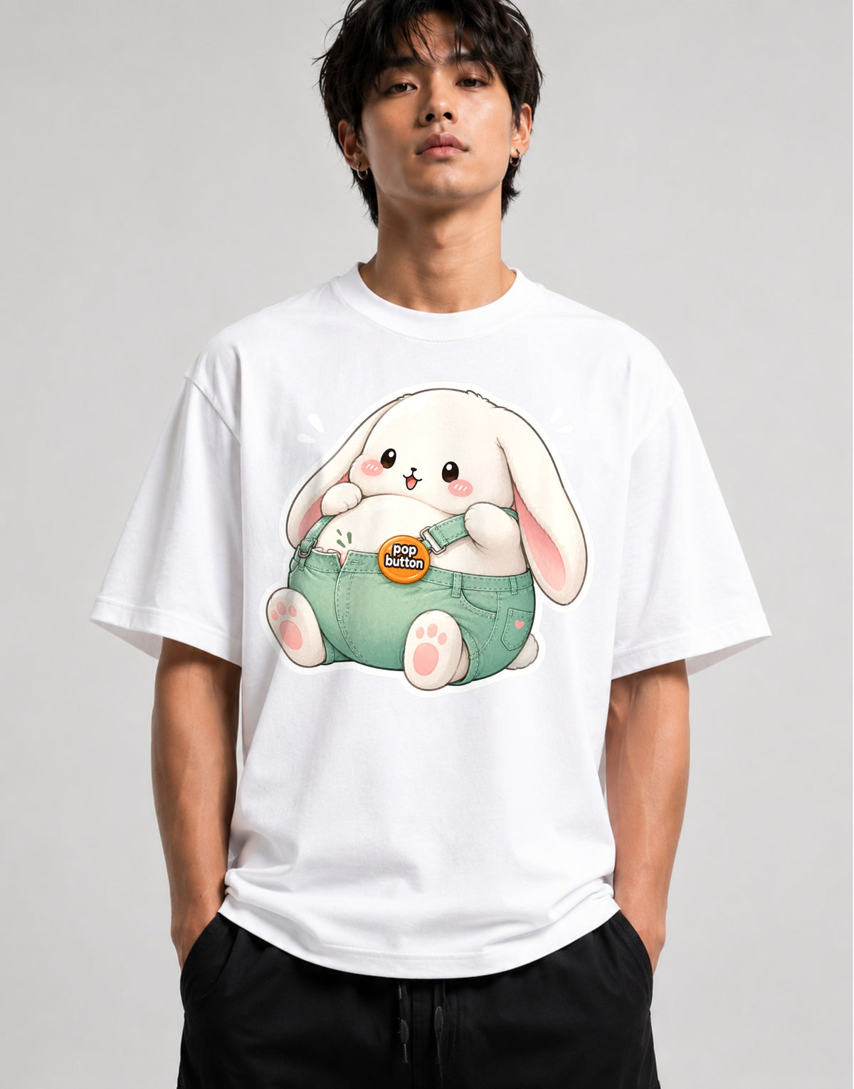 Chubby Bunny Button - White