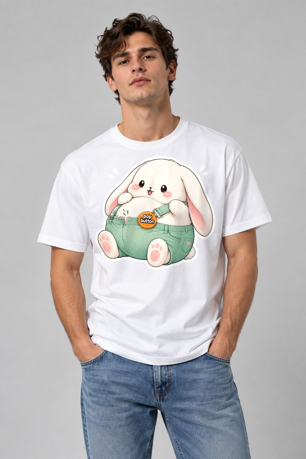 Chubby Bunny Button - White