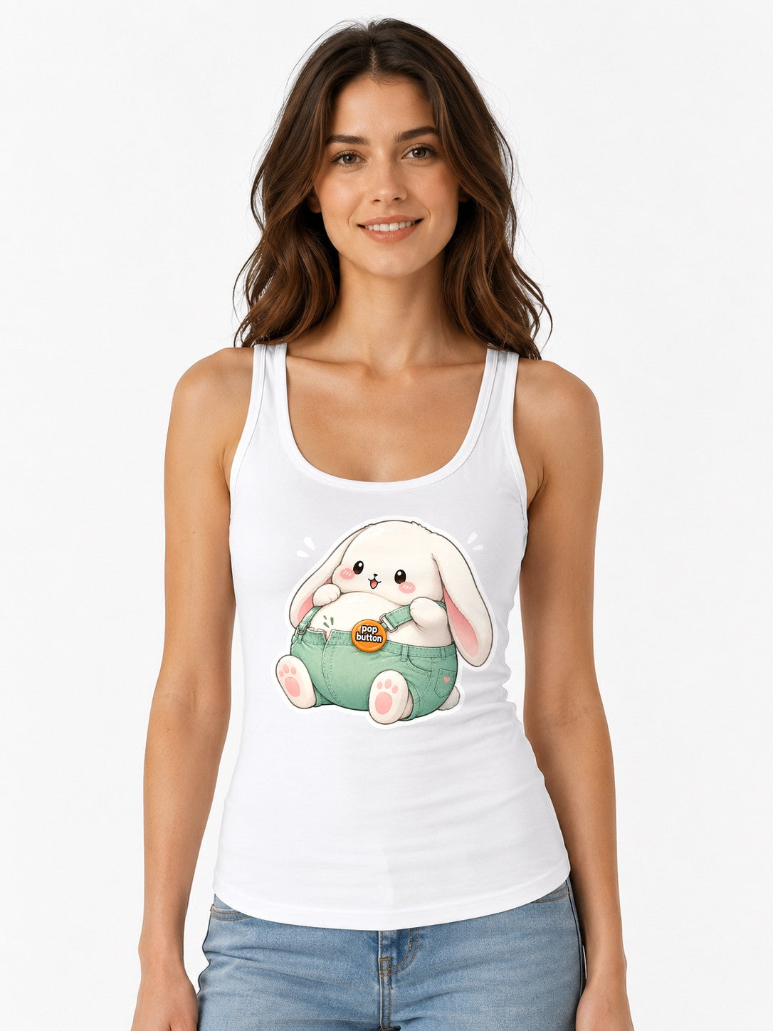 Chubby Bunny Button - White