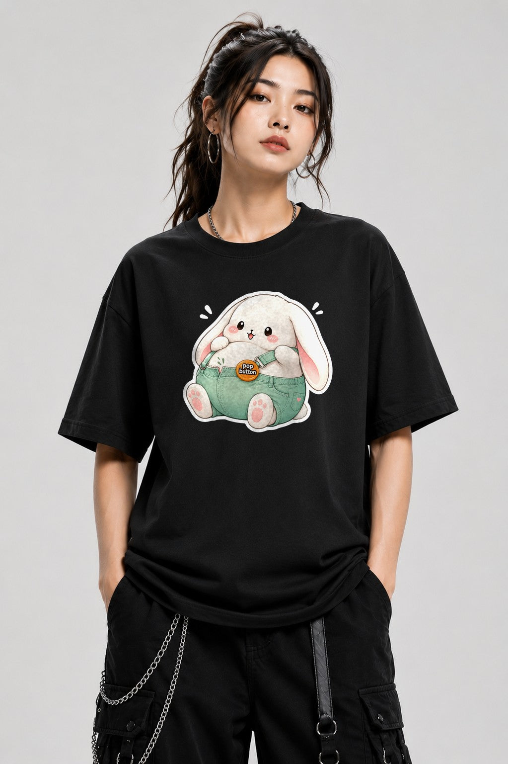 Chubby Bunny Button - Black