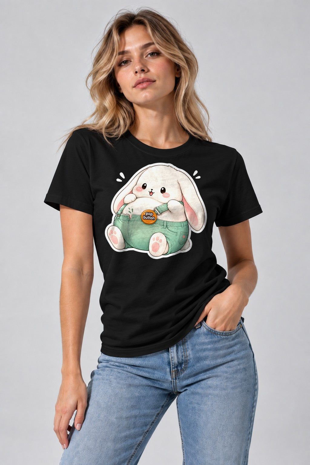 Chubby Bunny Button - Black