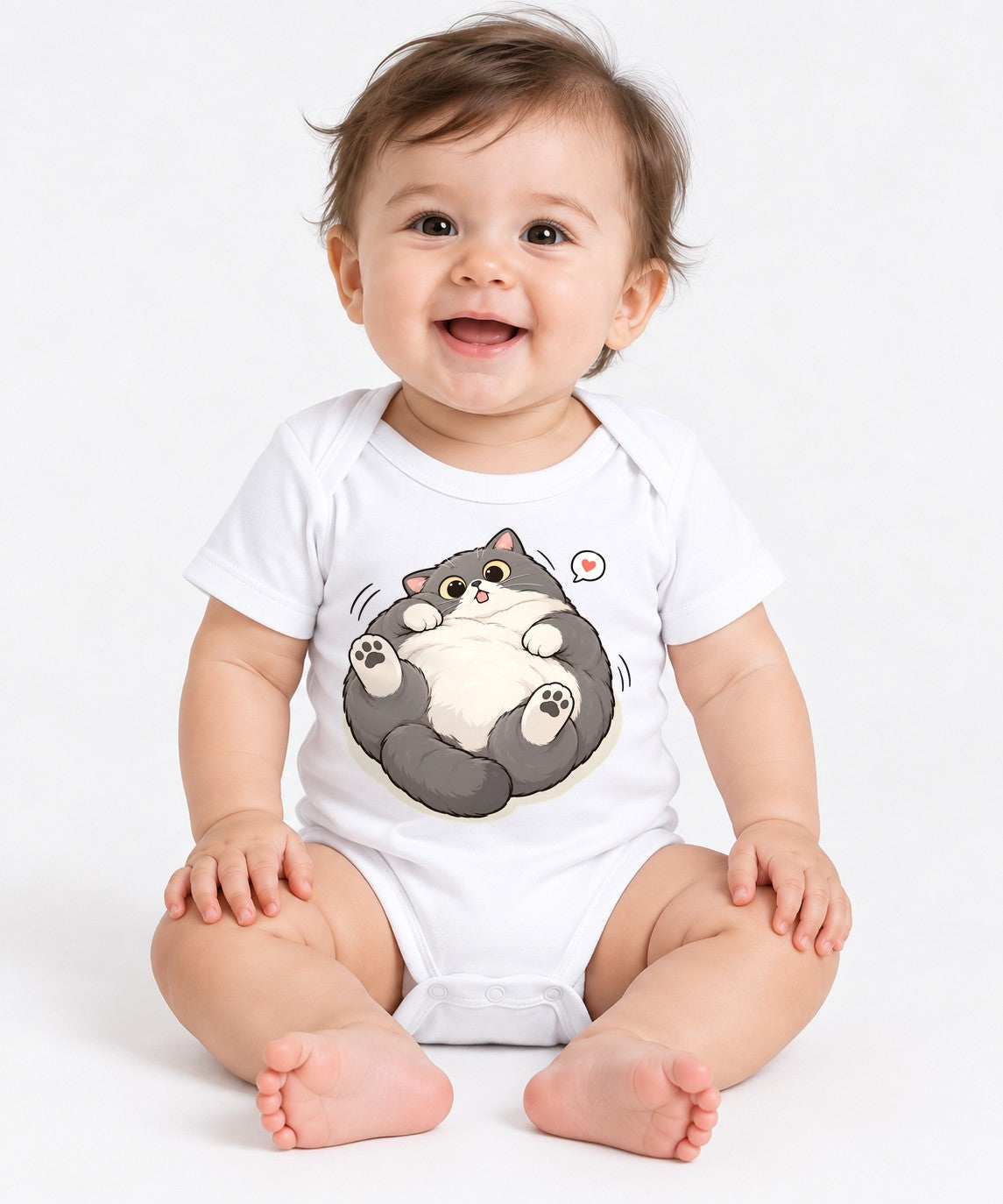 Chubby Happy Cat - White