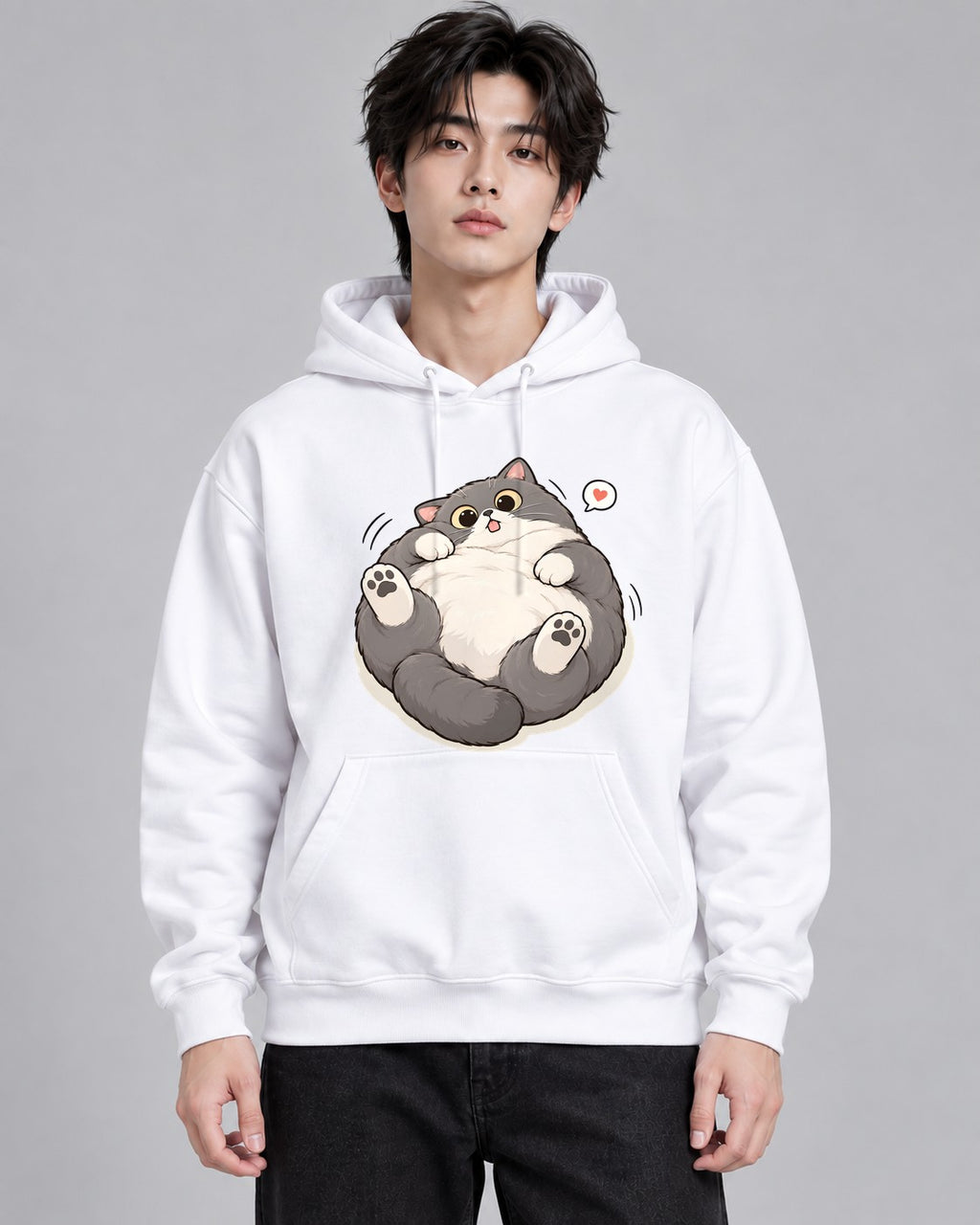 Chubby Happy Cat - White