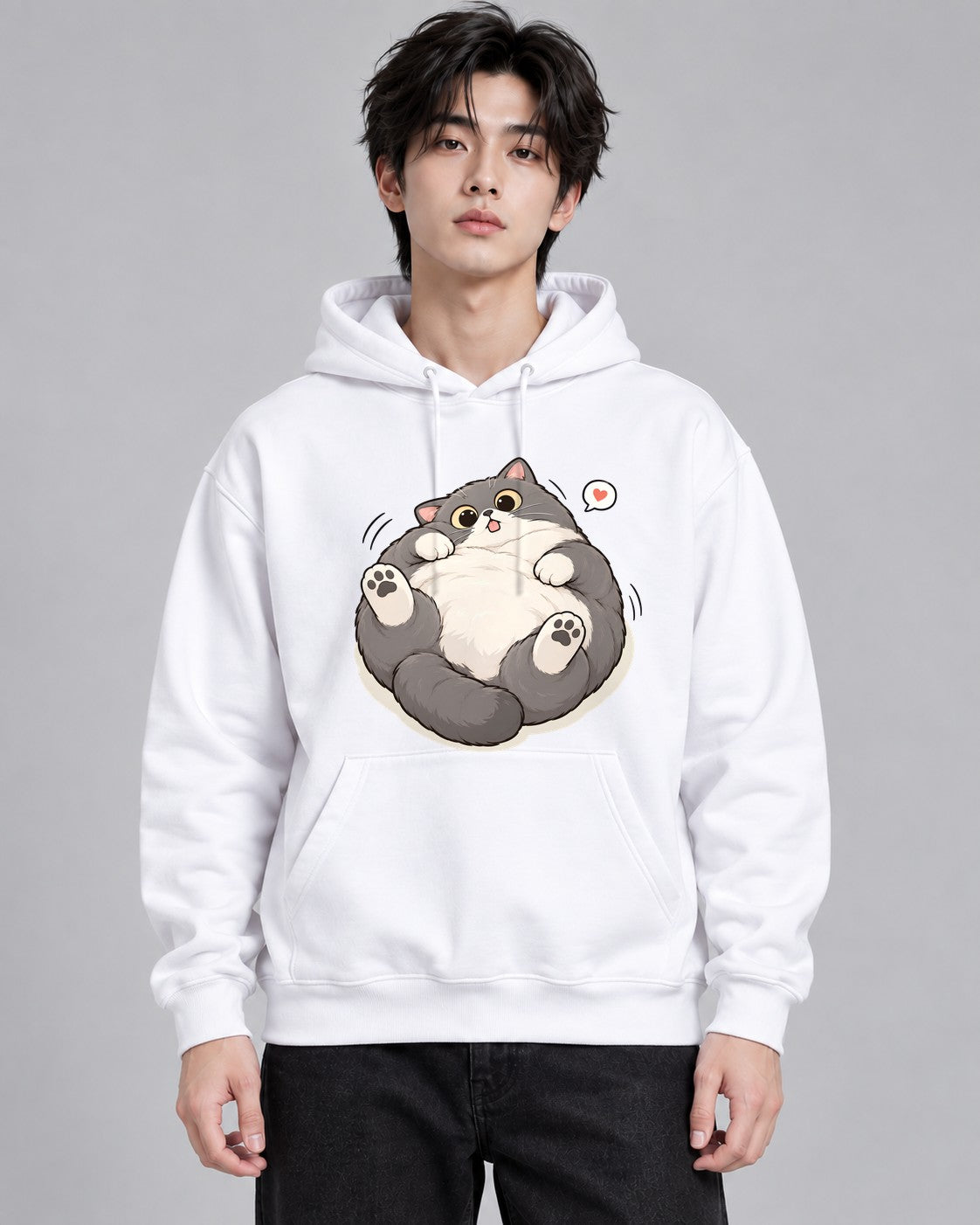 Chubby Happy Cat - White