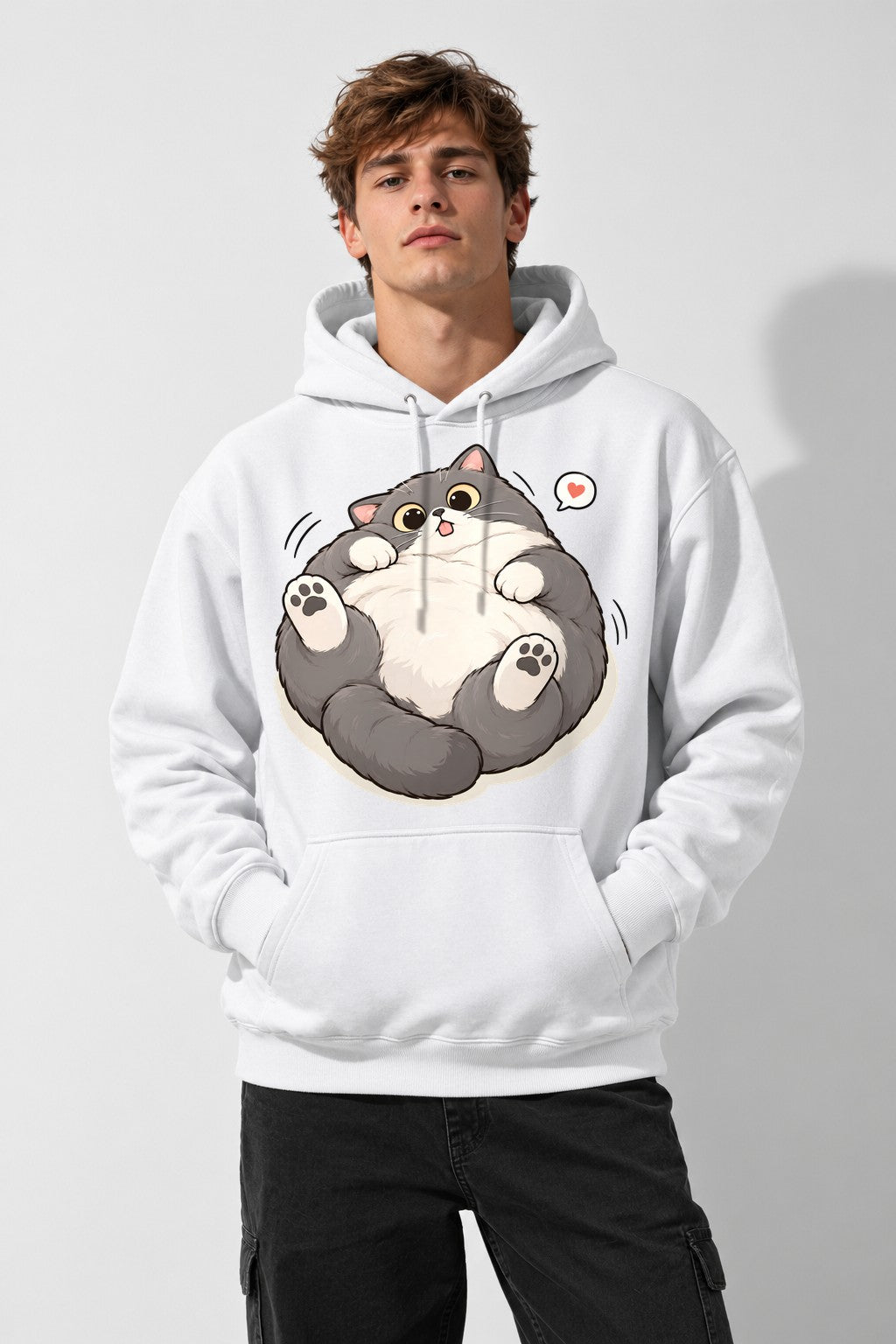 Chubby Happy Cat - White