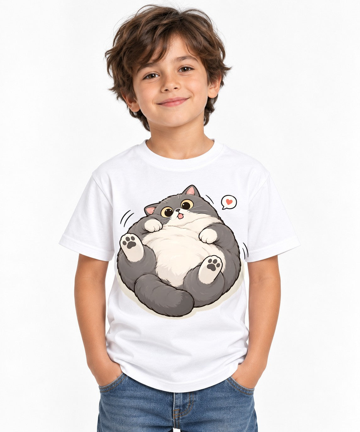 Chubby Happy Cat - White