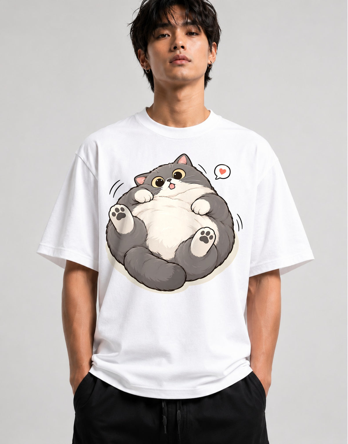 Chubby Happy Cat - White