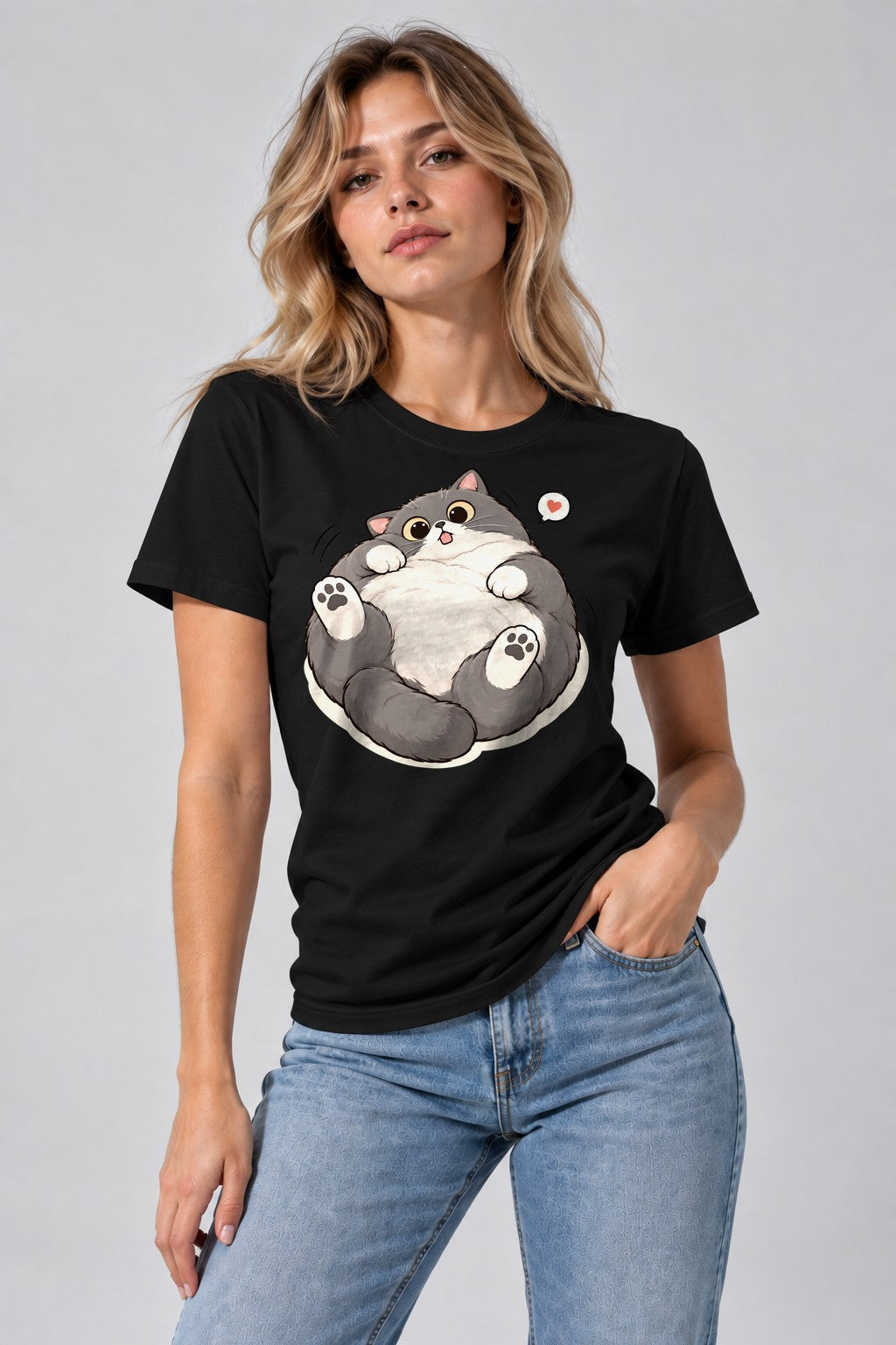 Chubby Happy Cat - Black
