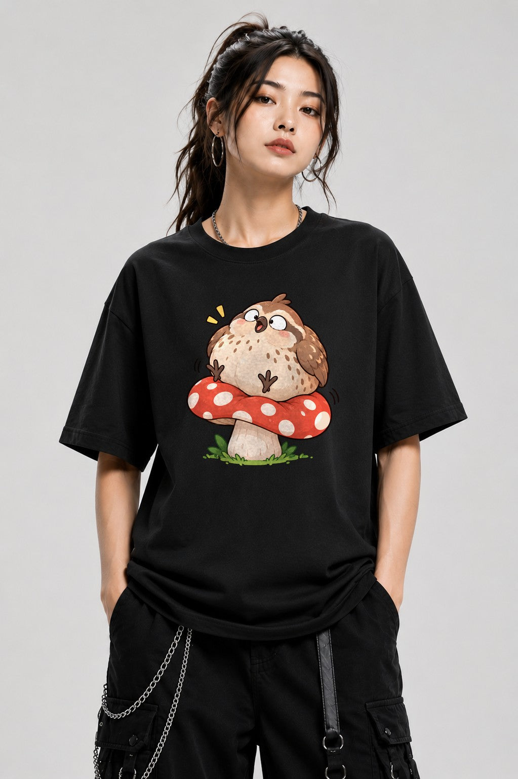 Chubby Owl Mushroom - Black