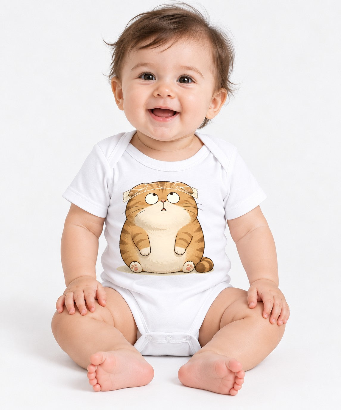 Chubby Tabby Cat - White