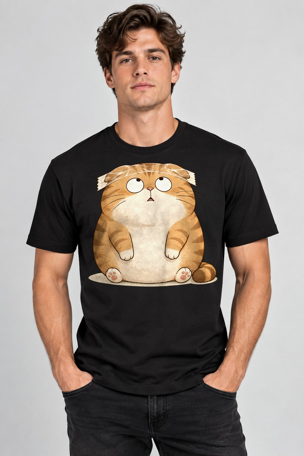 Chubby Tabby Cat - Black