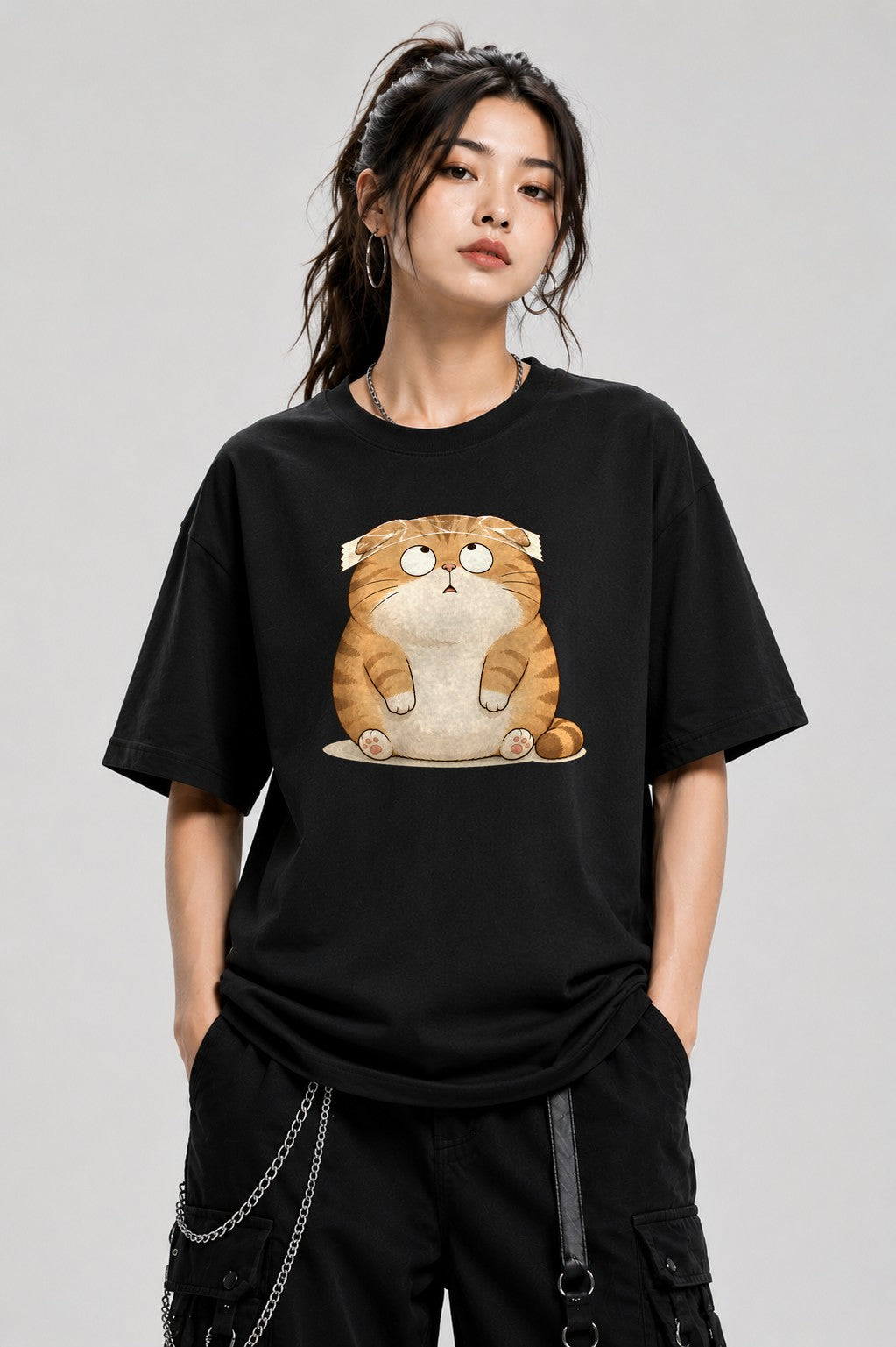 Chubby Tabby Cat - Black