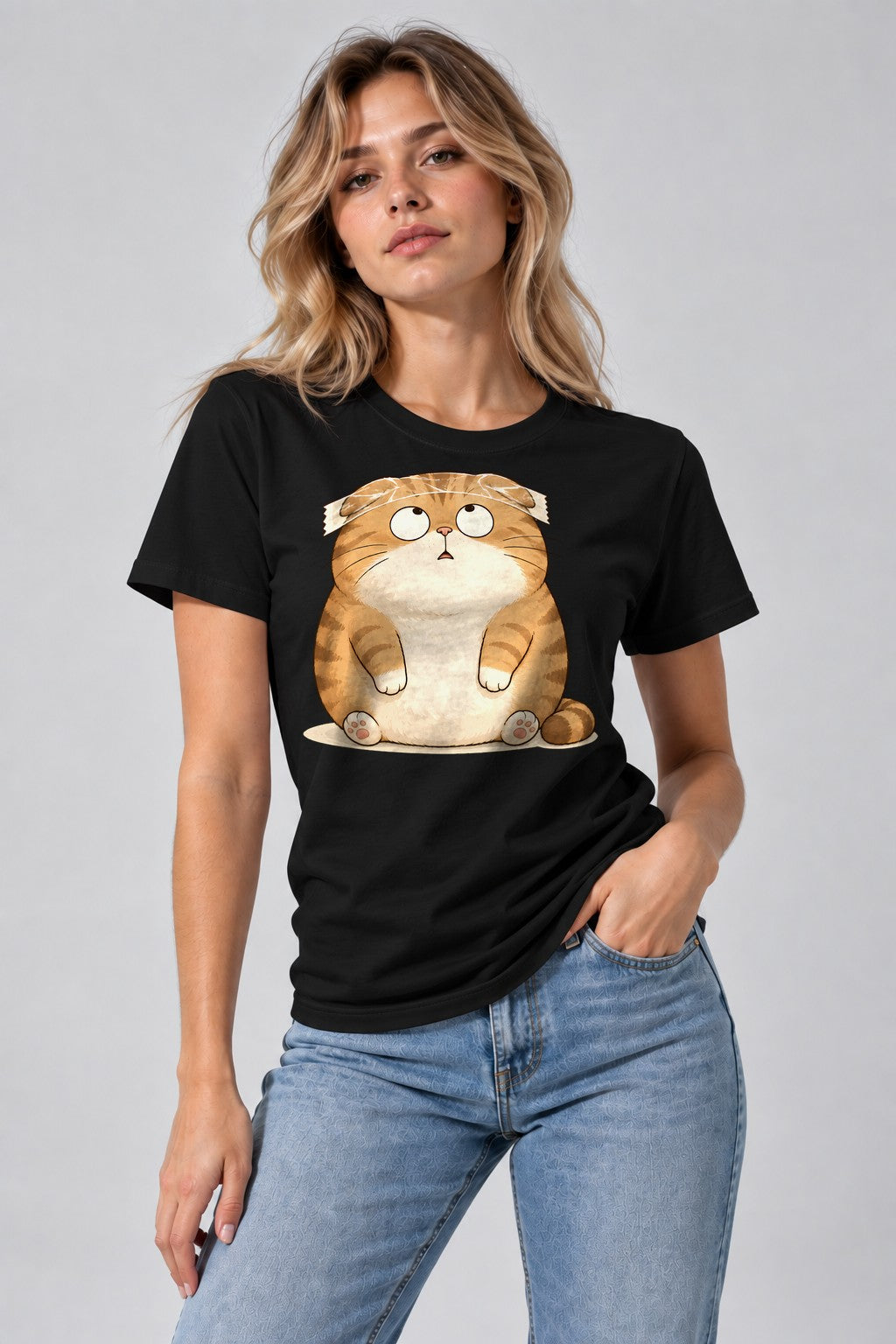 Chubby Tabby Cat - Black