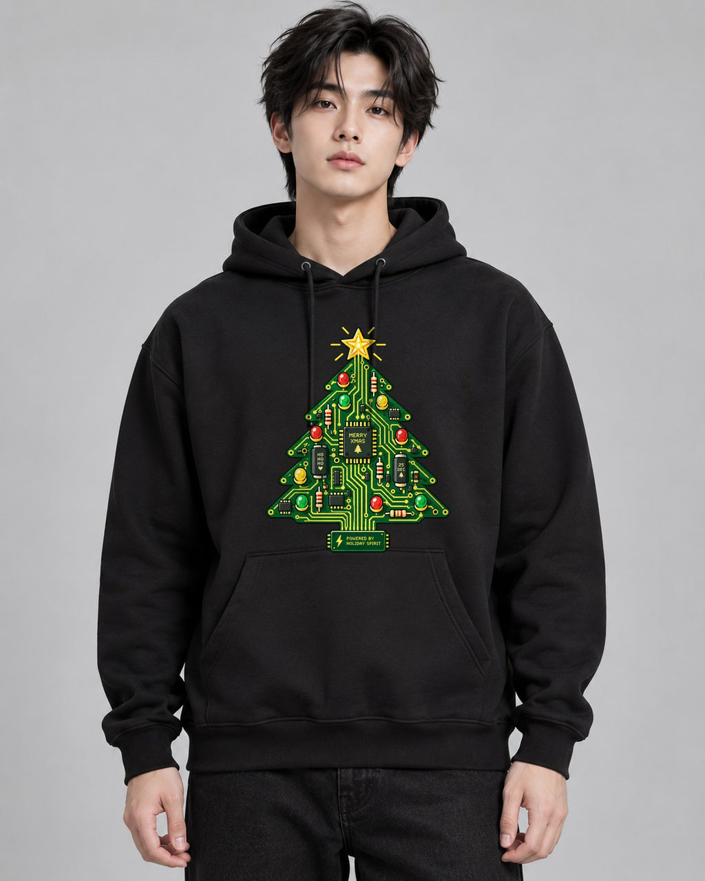 Circuit Board Christmas Tree - Black