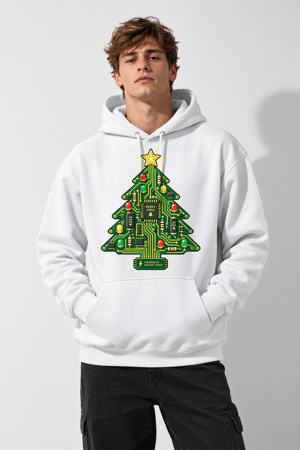 Circuit Board Christmas Tree - White