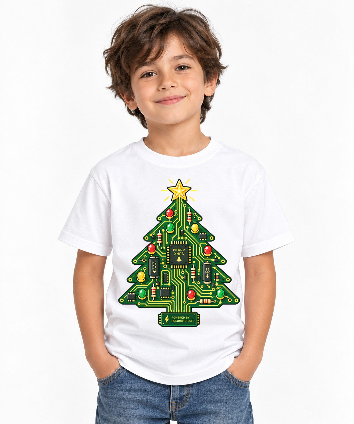 Circuit Board Christmas Tree - White