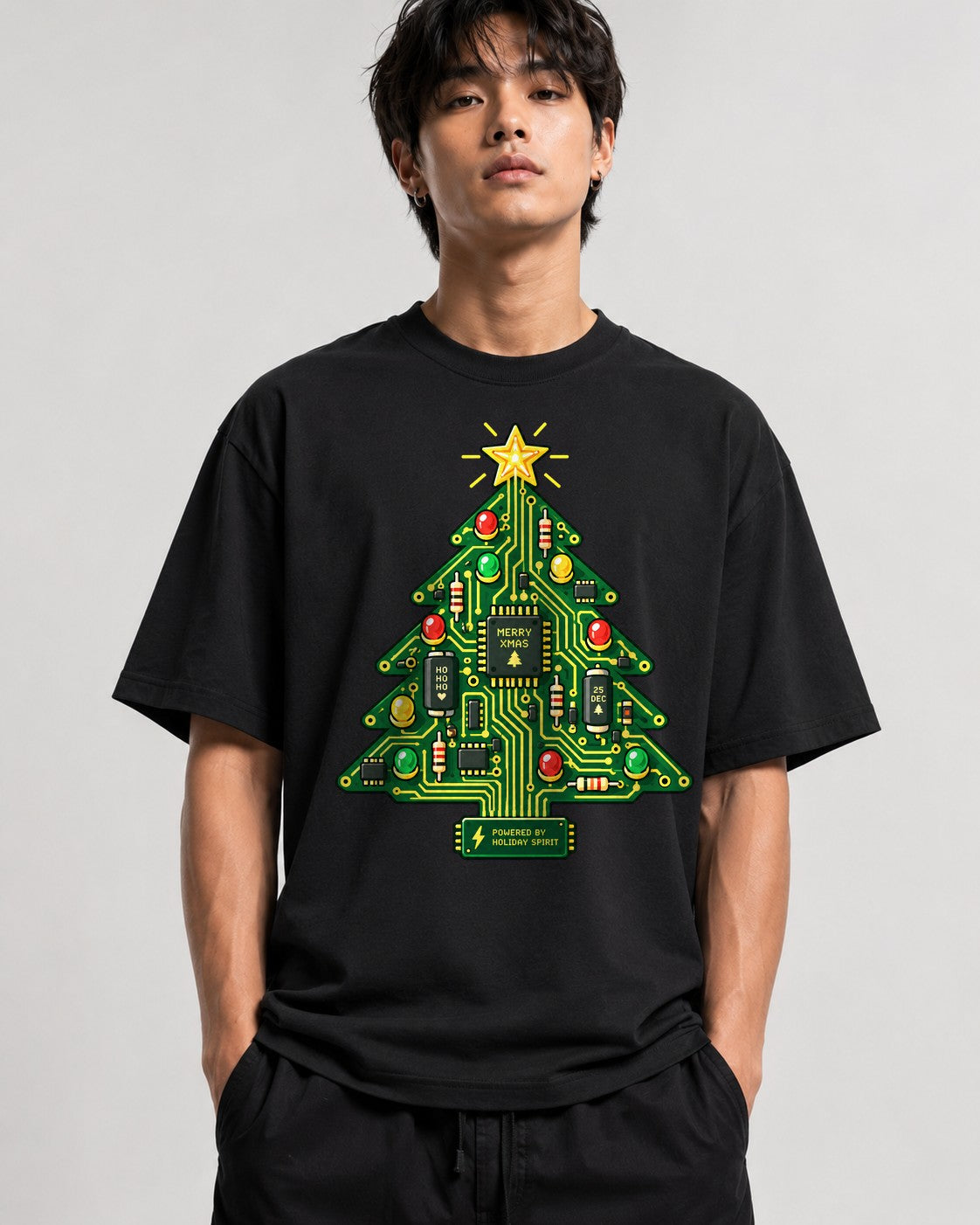 Circuit Board Christmas Tree - Black