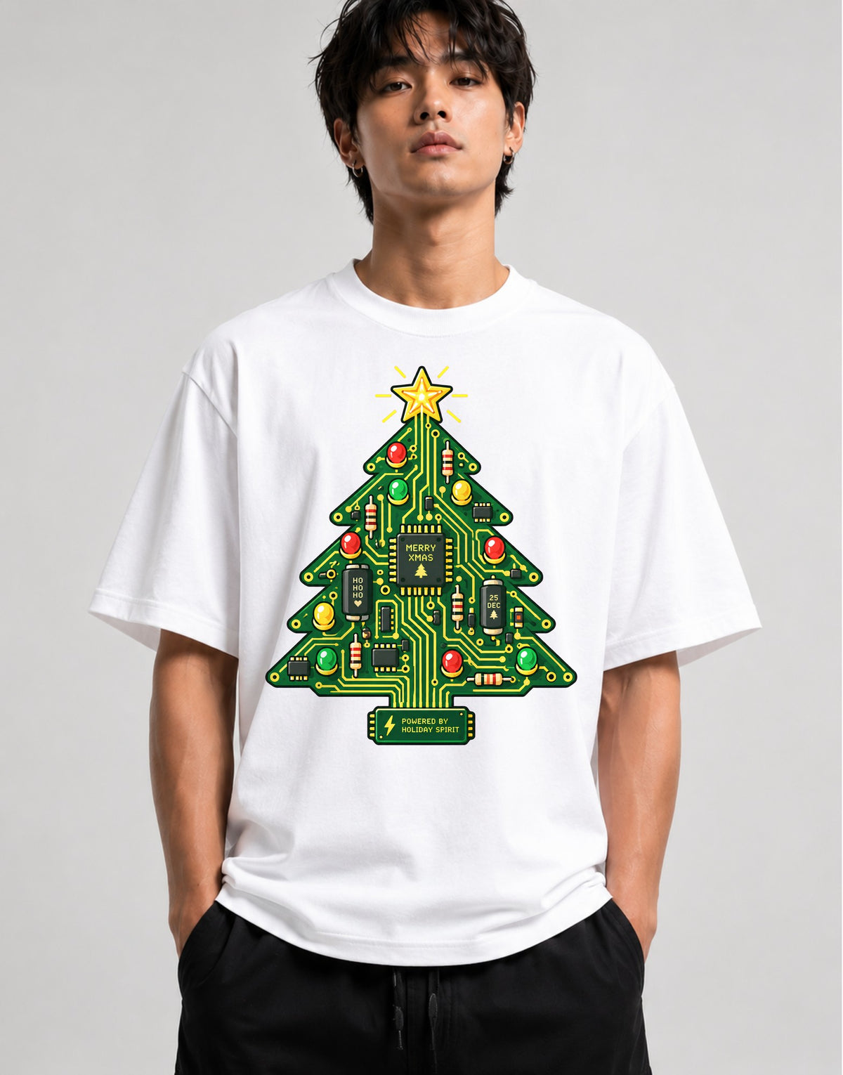 Circuit Board Christmas Tree - White