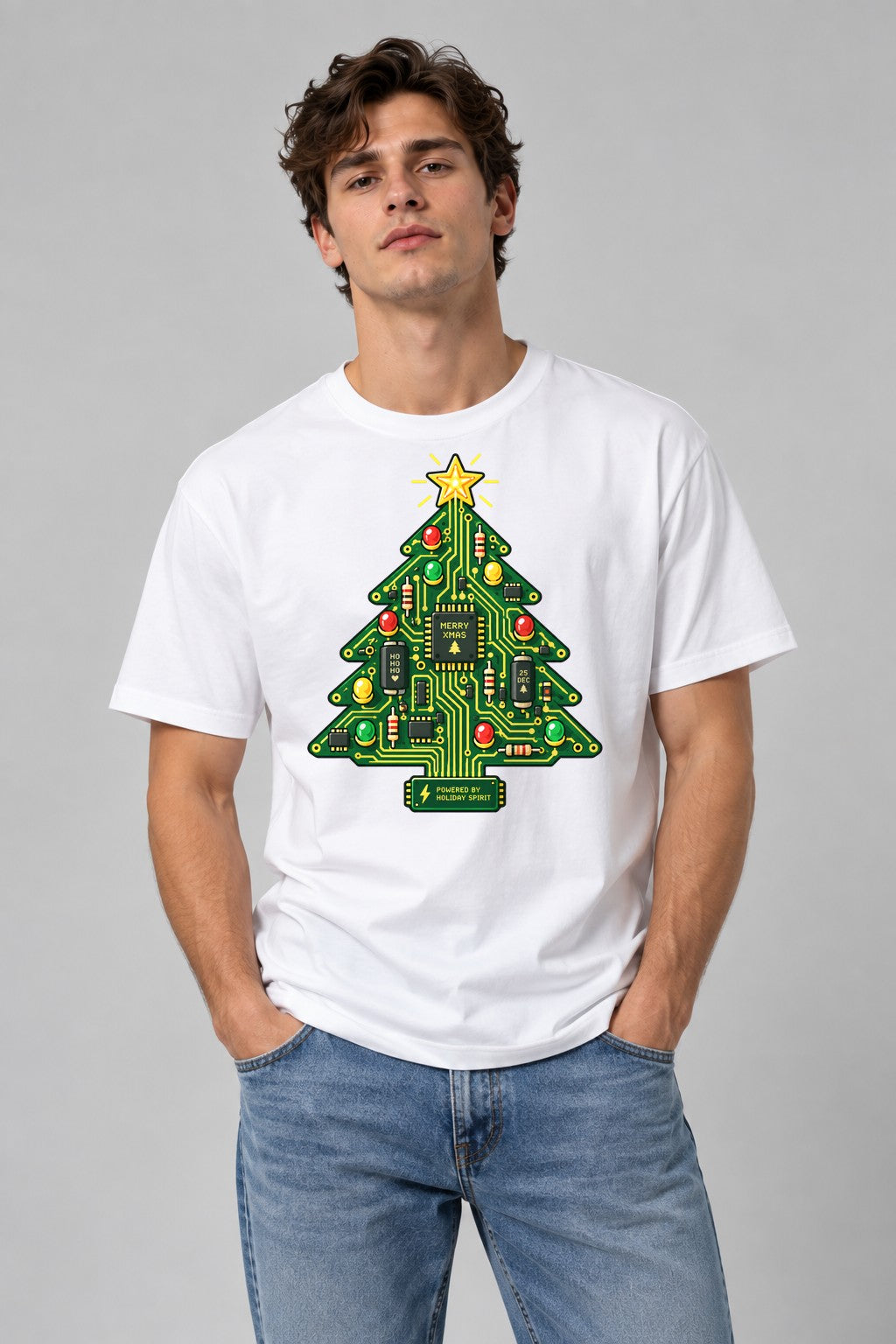 Circuit Board Christmas Tree - White
