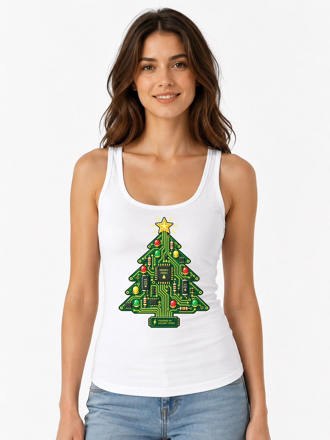 Circuit Board Christmas Tree - White