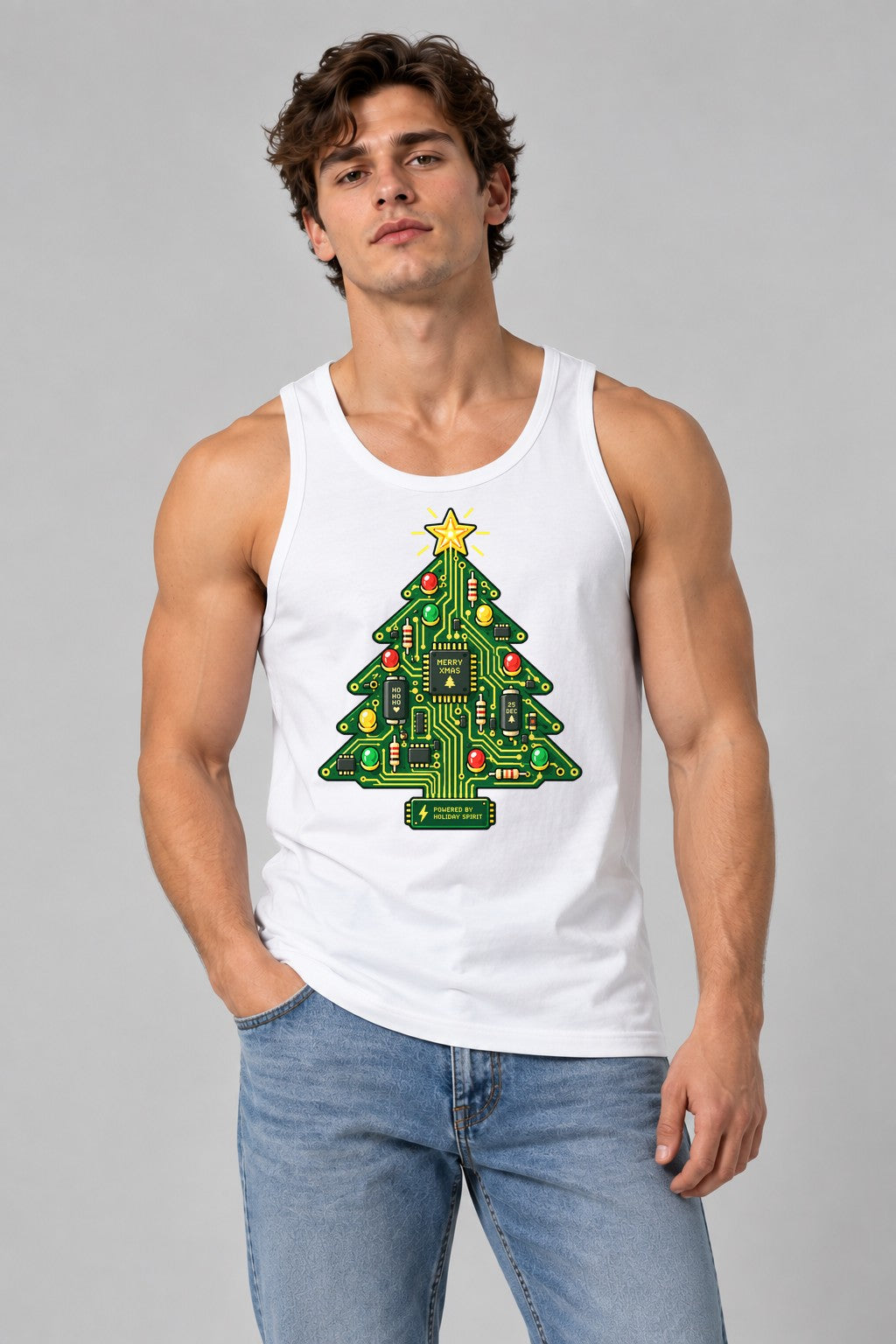 Circuit Board Christmas Tree - White