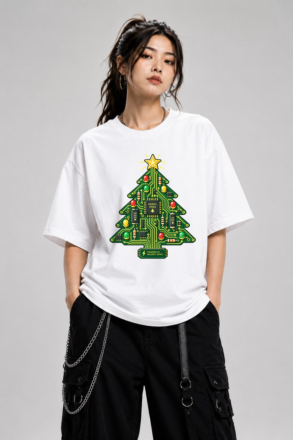 Circuit Board Christmas Tree - White