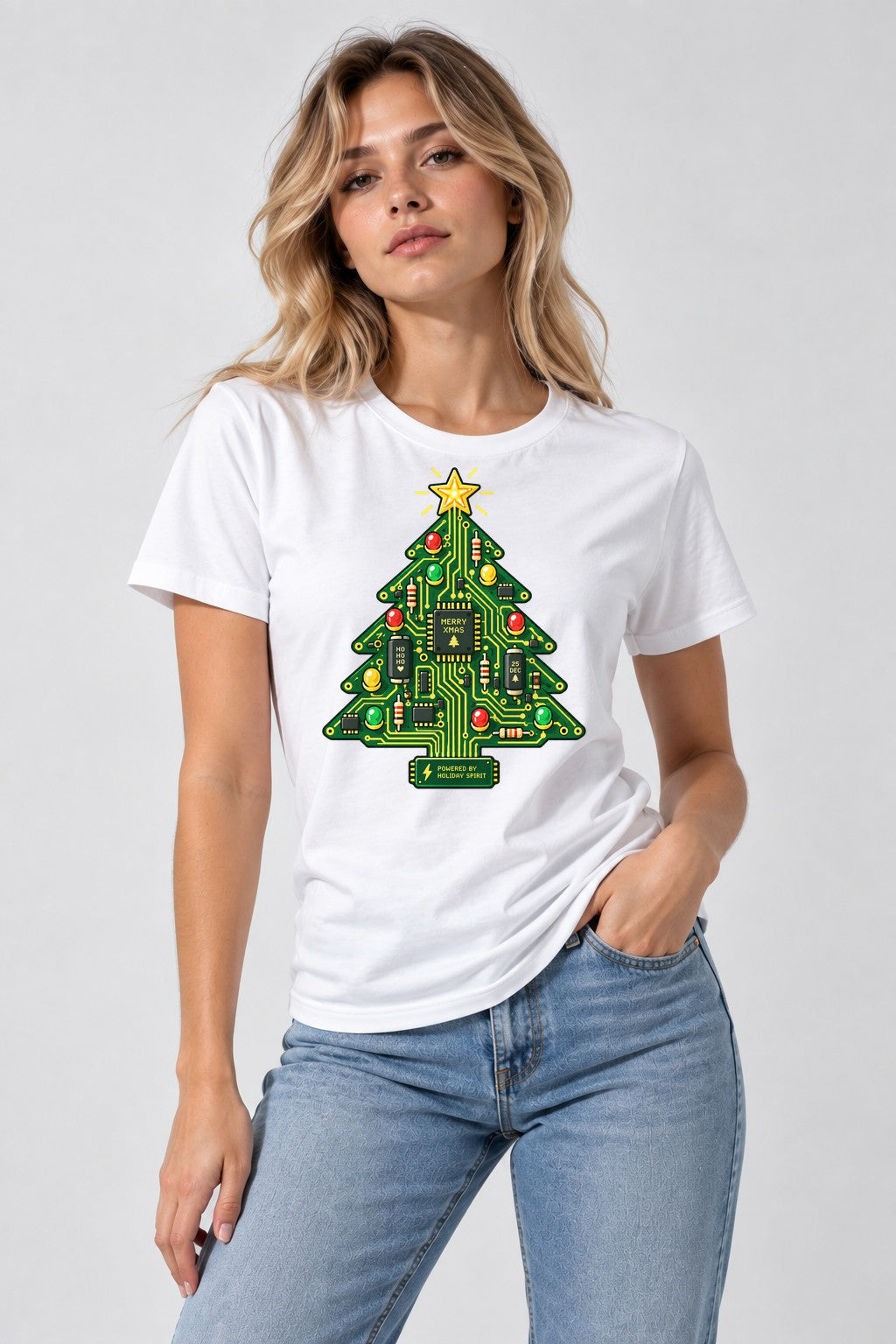 Circuit Board Christmas Tree - White