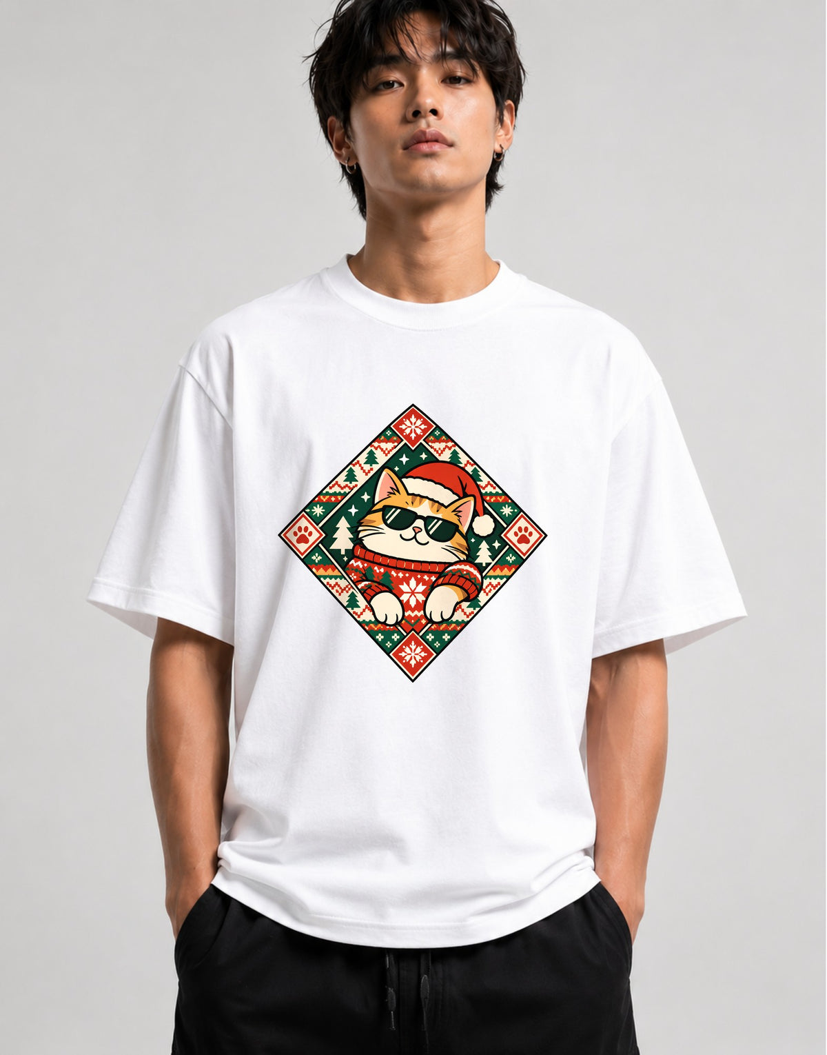 Cool Cat Christmas - White