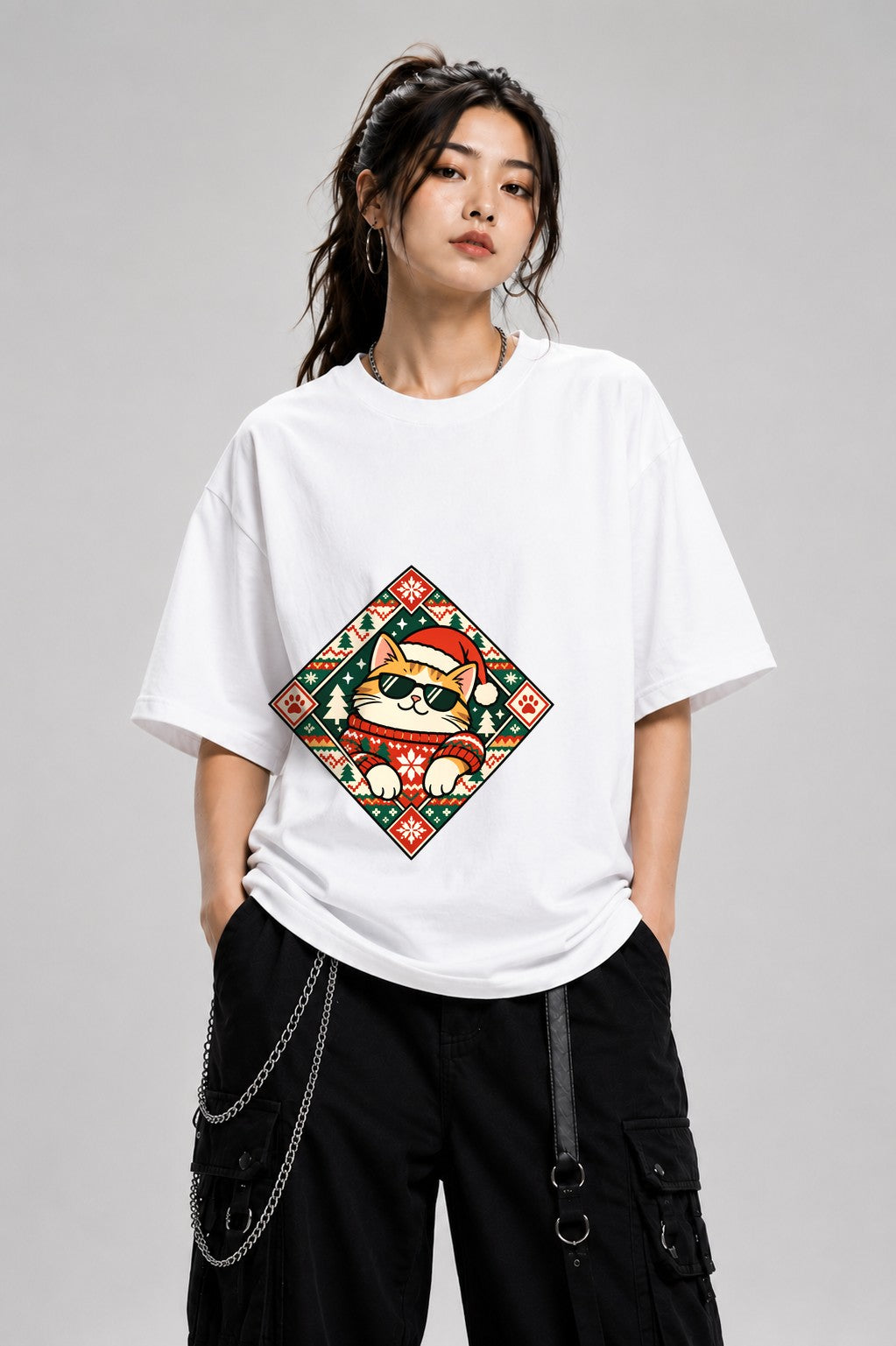 Cool Cat Christmas - White