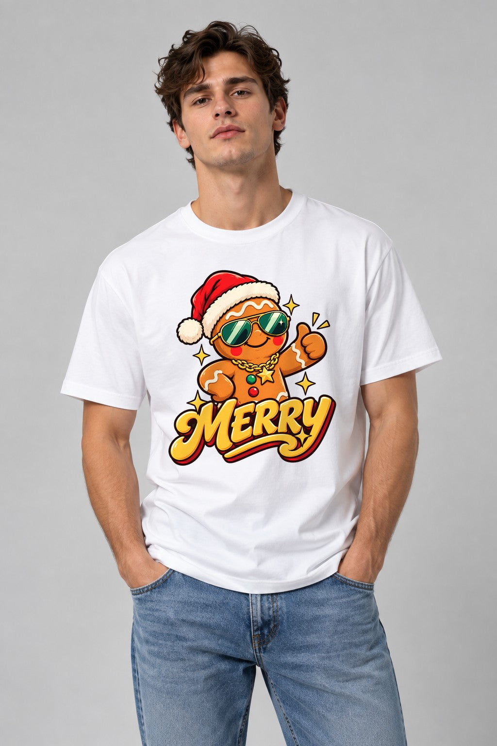 Cool Gingerbread Merry - White