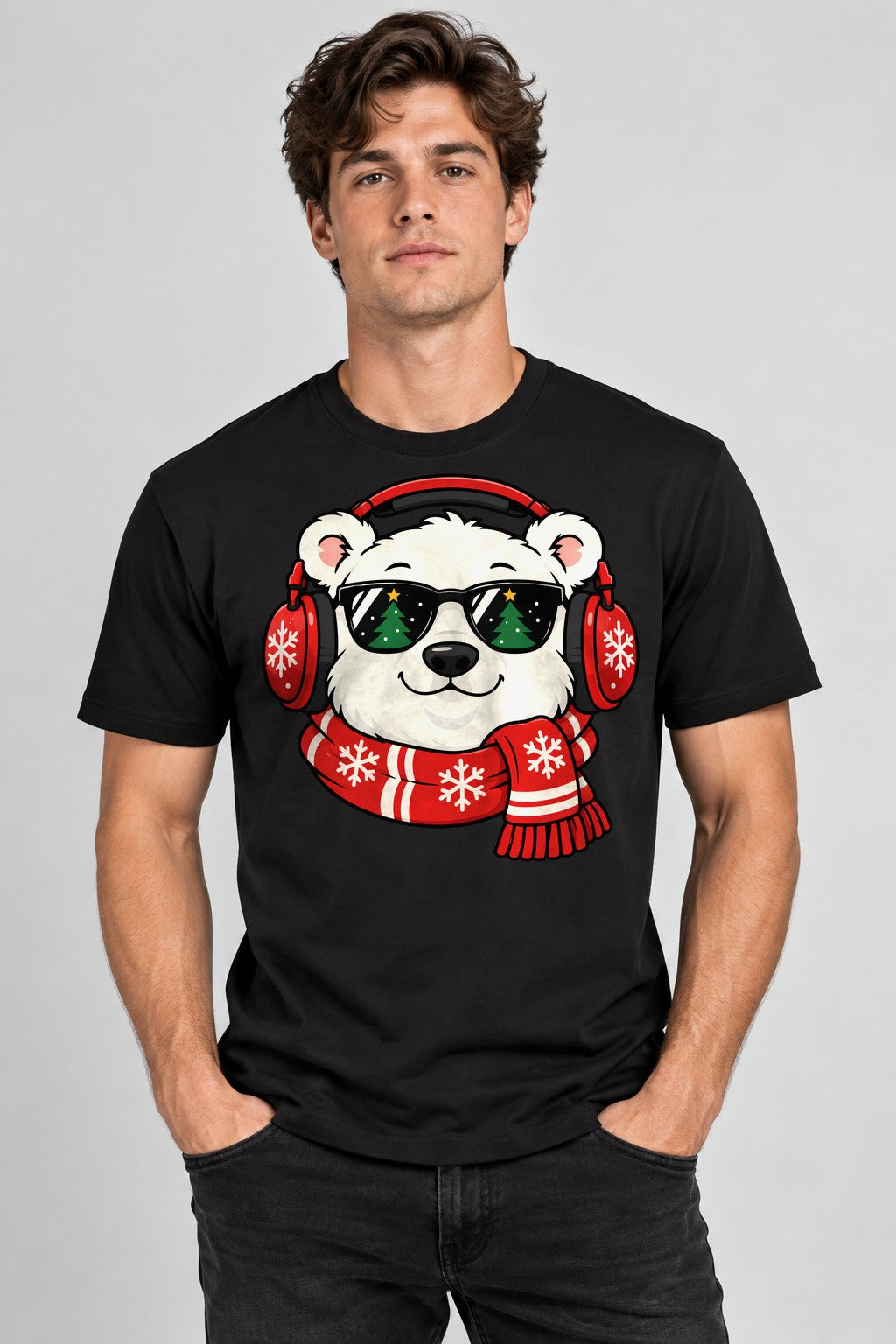 Cool Polar Bear Christmas - Black