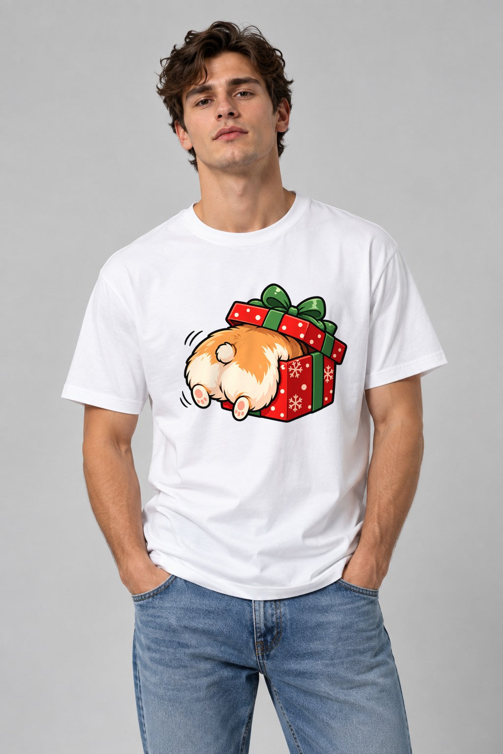 Corgi Christmas Gift - White