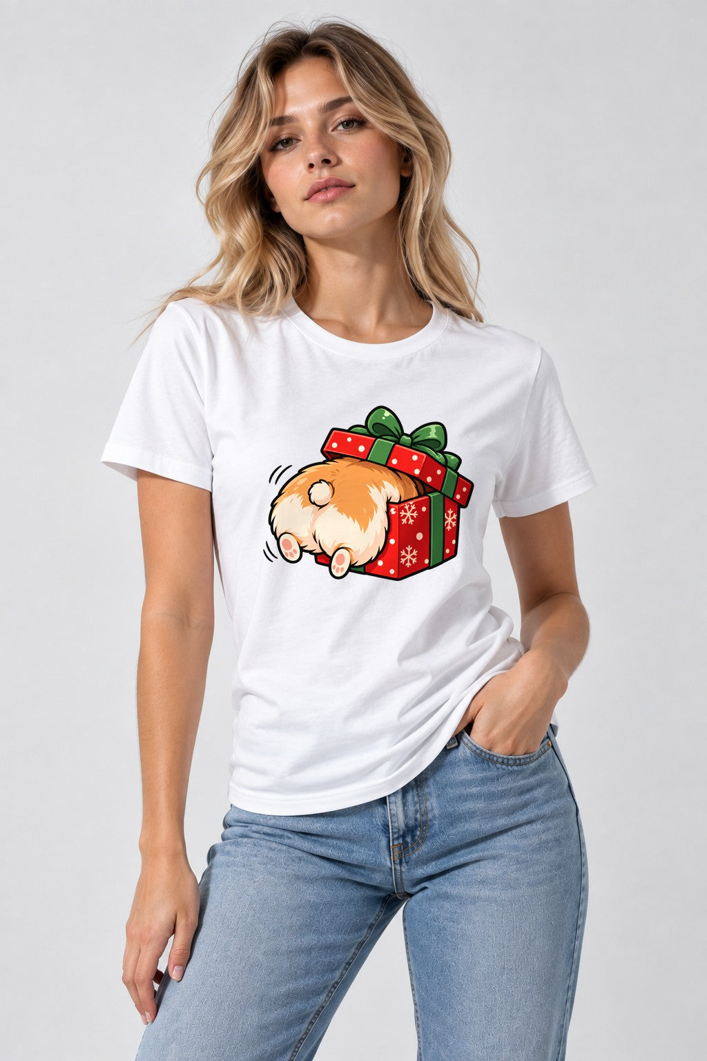Corgi Christmas Gift - White
