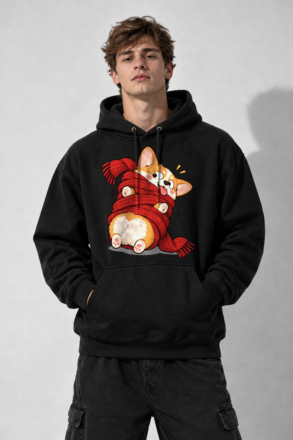 Corgi Scarf Snuggle - Black