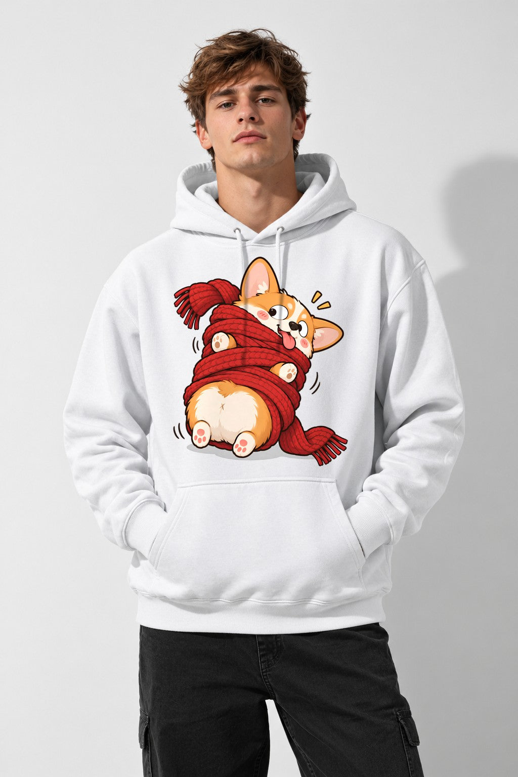Corgi Scarf Snuggle - White