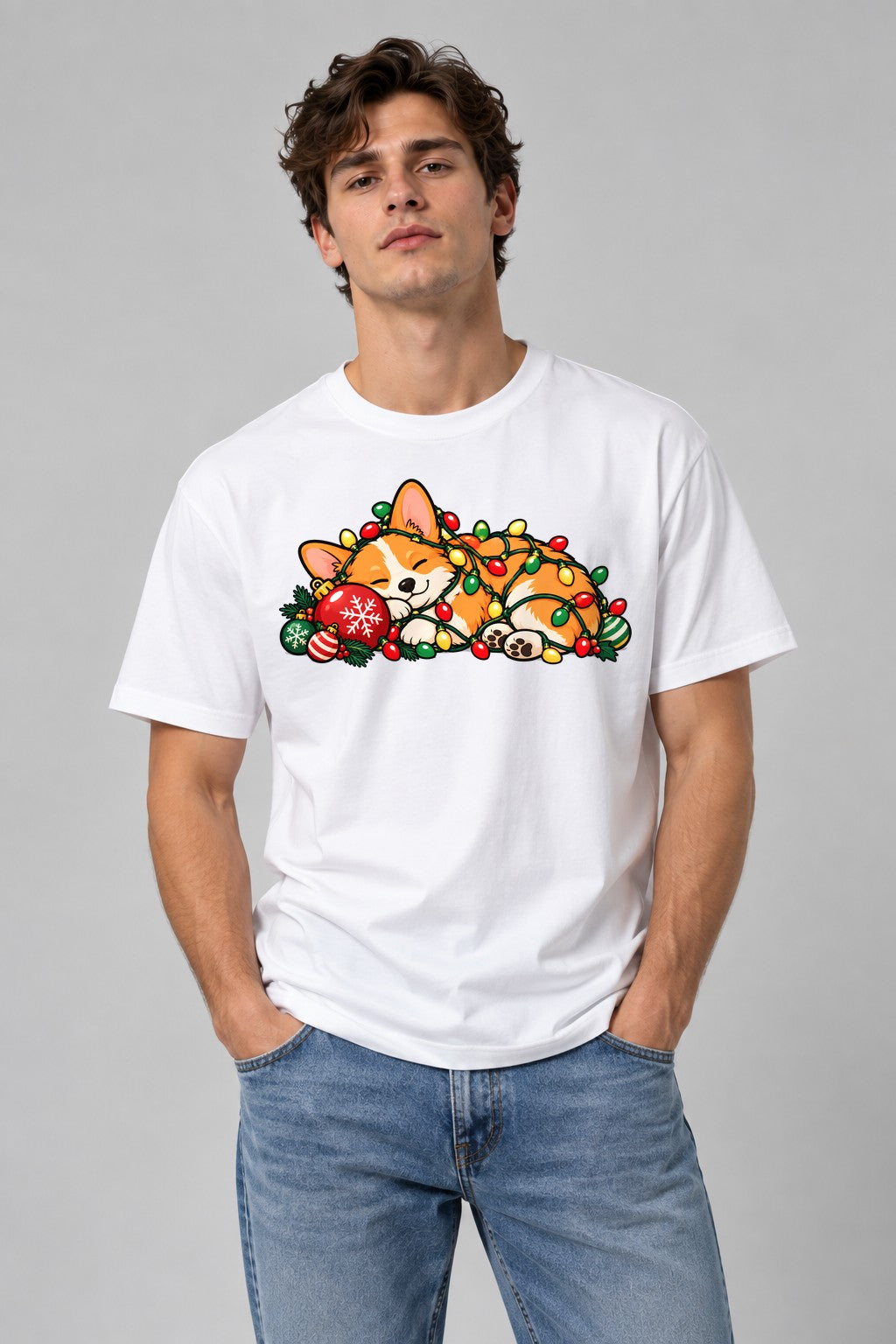 Cozy Corgi Christmas - White