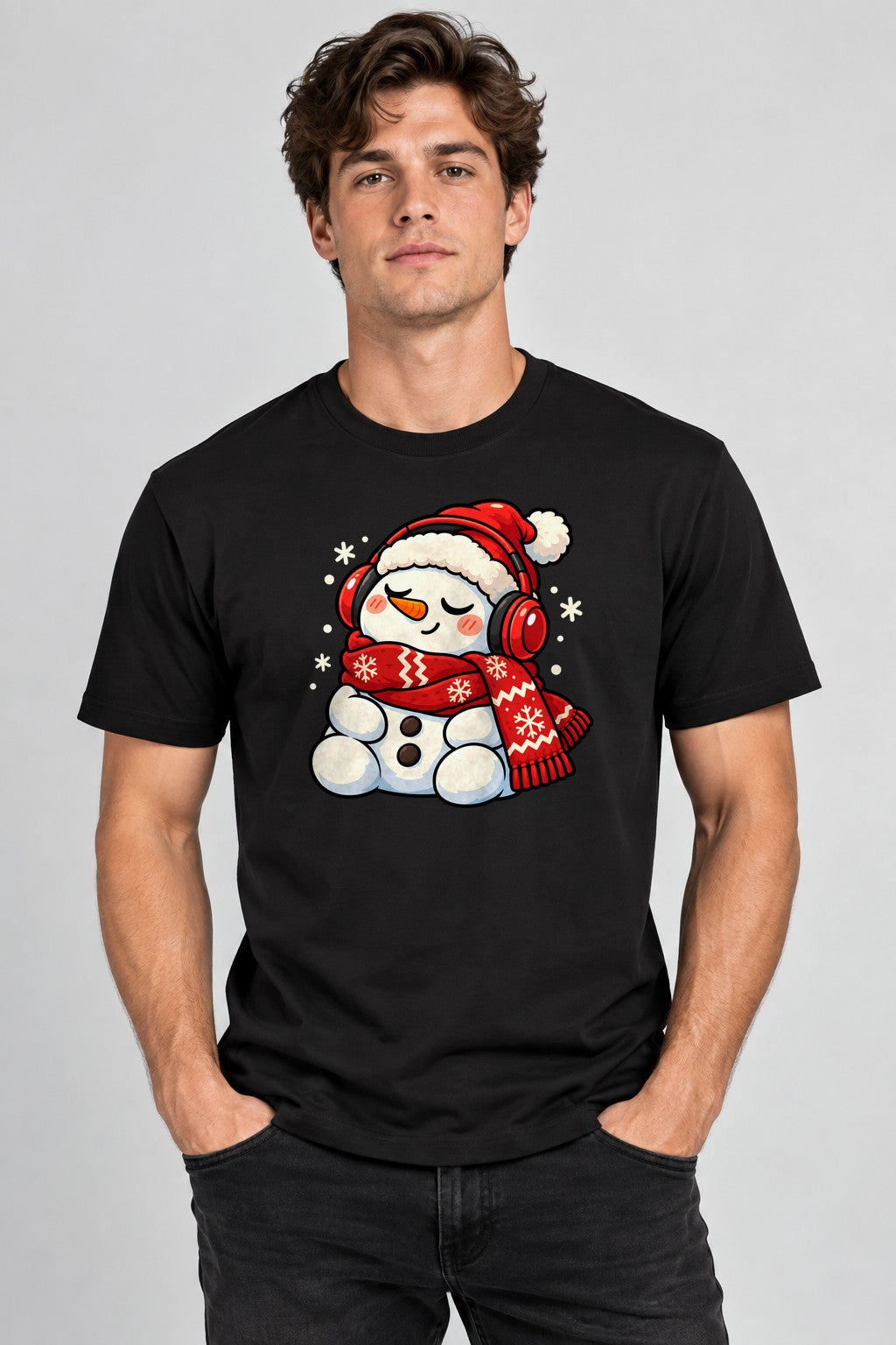 Cozy Snowman Headphones - Black