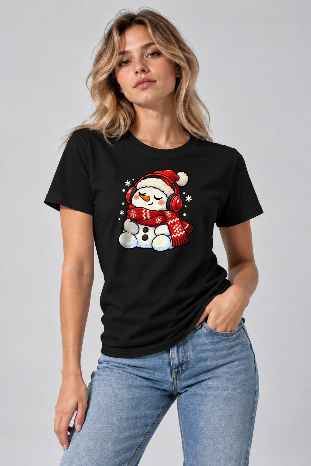 Cozy Snowman Headphones - Black
