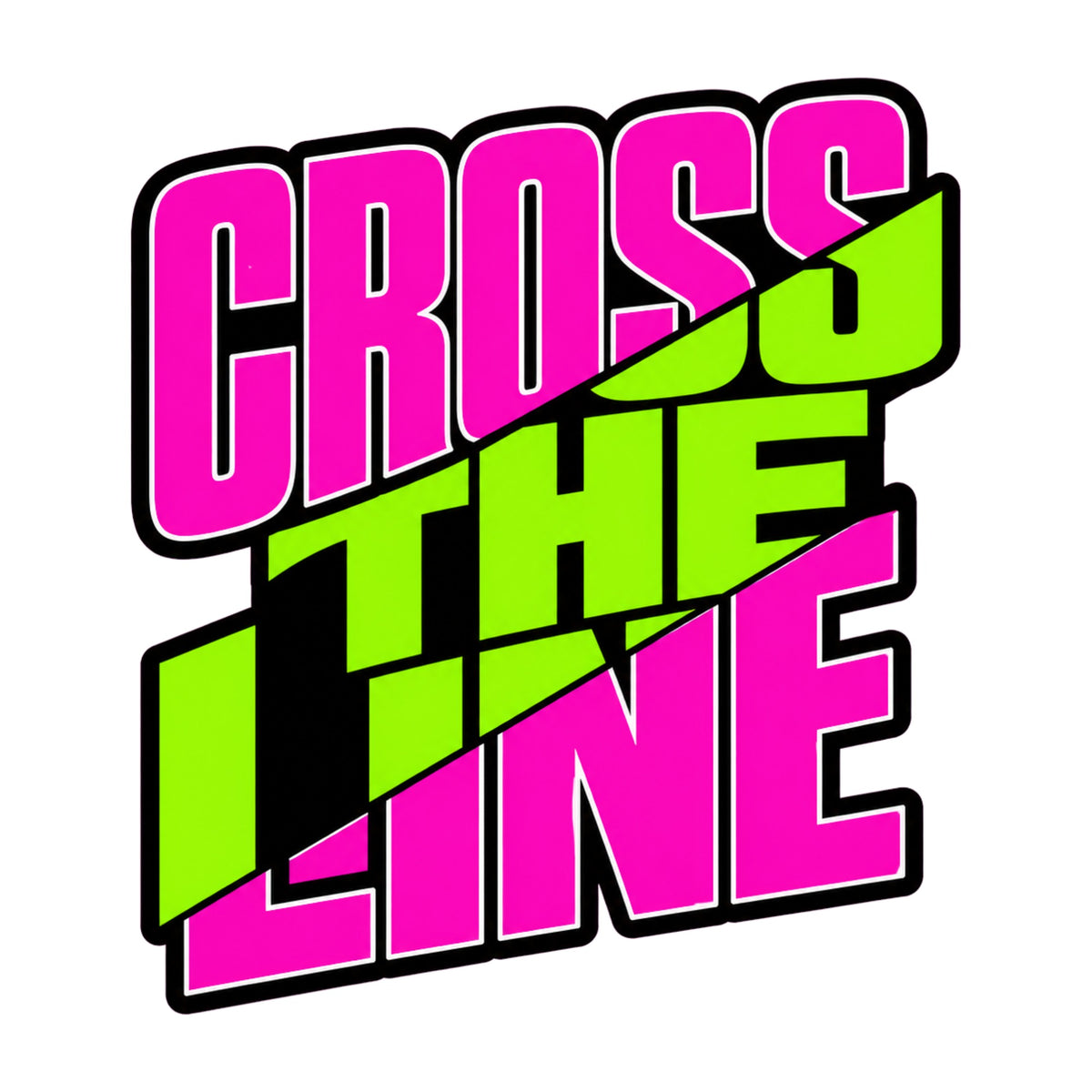 Cross The Line Retro Graphic Tee - Bold 80s Style Typography