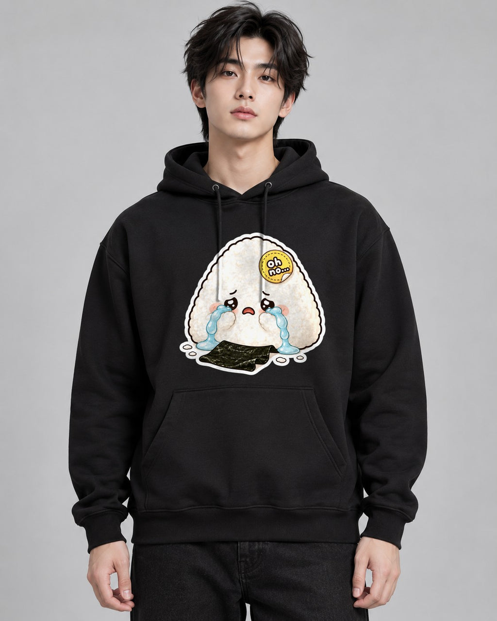 Crying Onigiri Lost Nori Cute Japane - Black