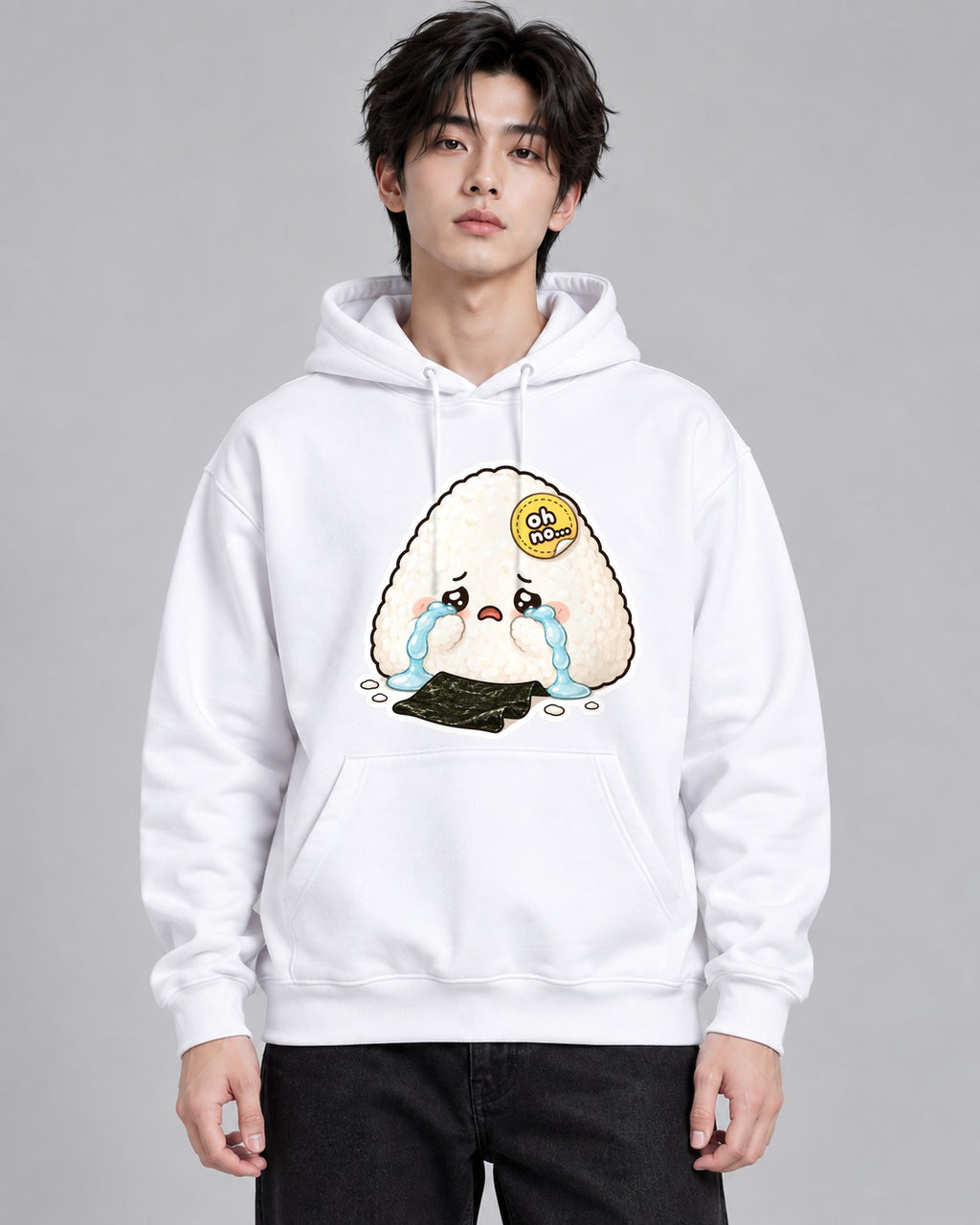 Crying Onigiri Lost Nori Cute Japane - White