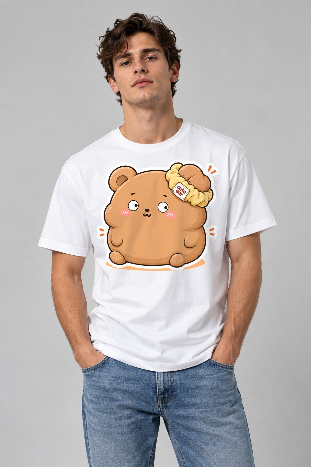 Cute Ear Bear - White