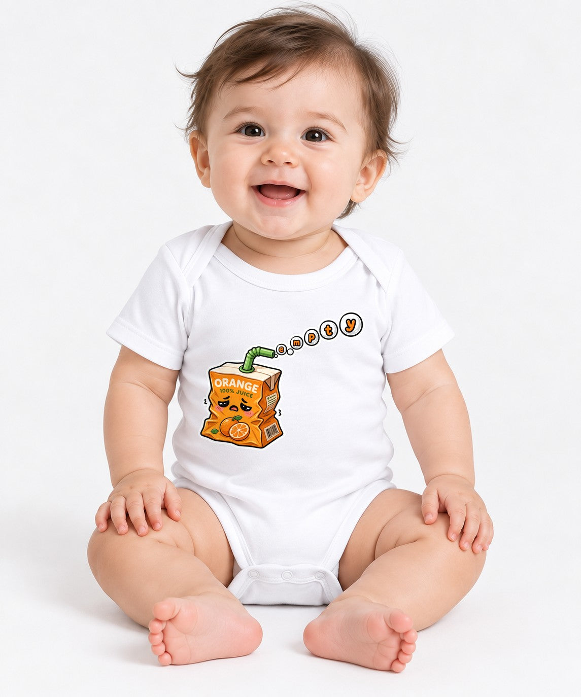 Cute Empty Orange Juice Box Funny Social Battery Low Pun - White