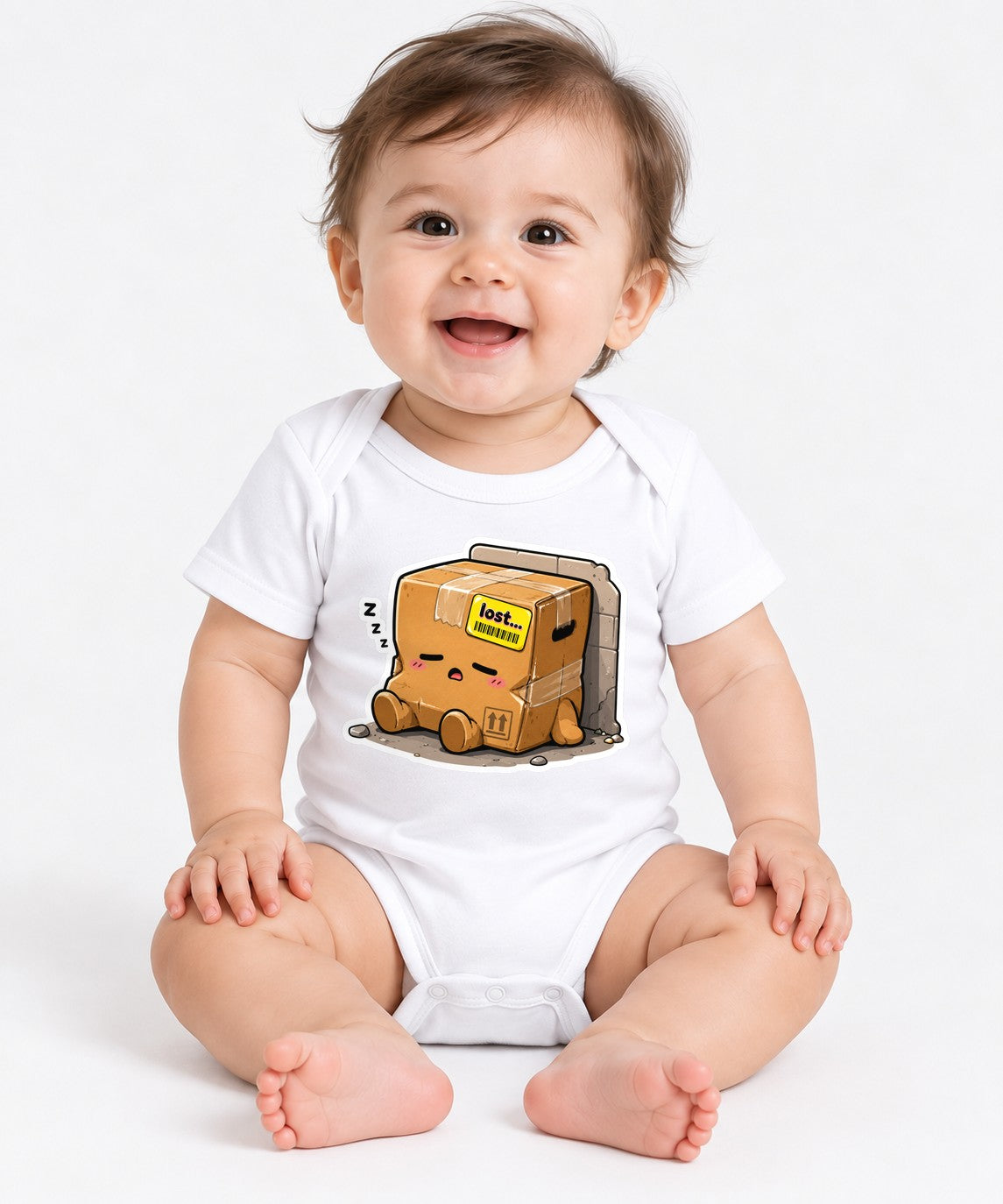 Cute Lost Package Sleeping Cardboard - White