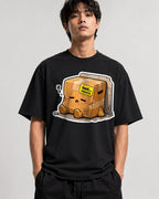 Cute Lost Package Sleeping Cardboard - Black