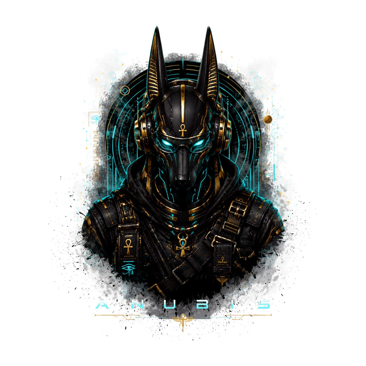 Cyber Anubis Egyptian God Cyberpunk Techwear Neon Streetwear
