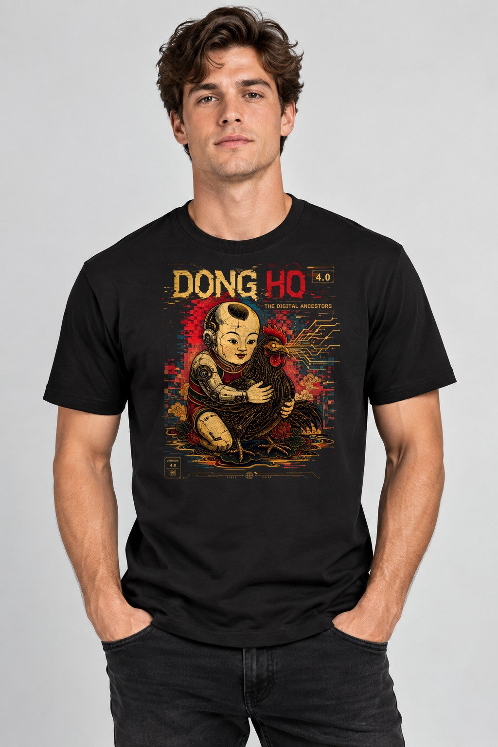 Cyber Folk Rooster - Black
