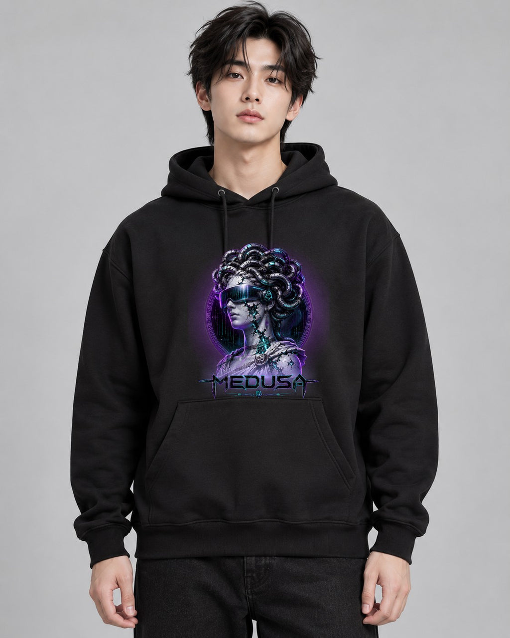 Cyberpunk Medusa Greek Statue Cyber - Black